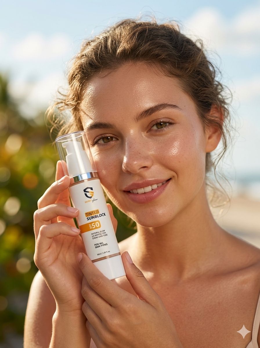 Secret Glow Tinted Sunblock SPF 50 – Natural Glow & UV Protection